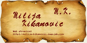 Milija Kikanović vizit kartica